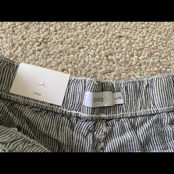 Onia Noah Shorts Linen Micro Stripe Drawstring - Picture 2 of 4